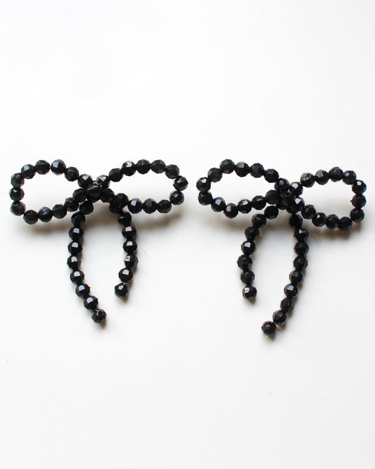 LIL BOWS SOLID BLACK EARRINGS